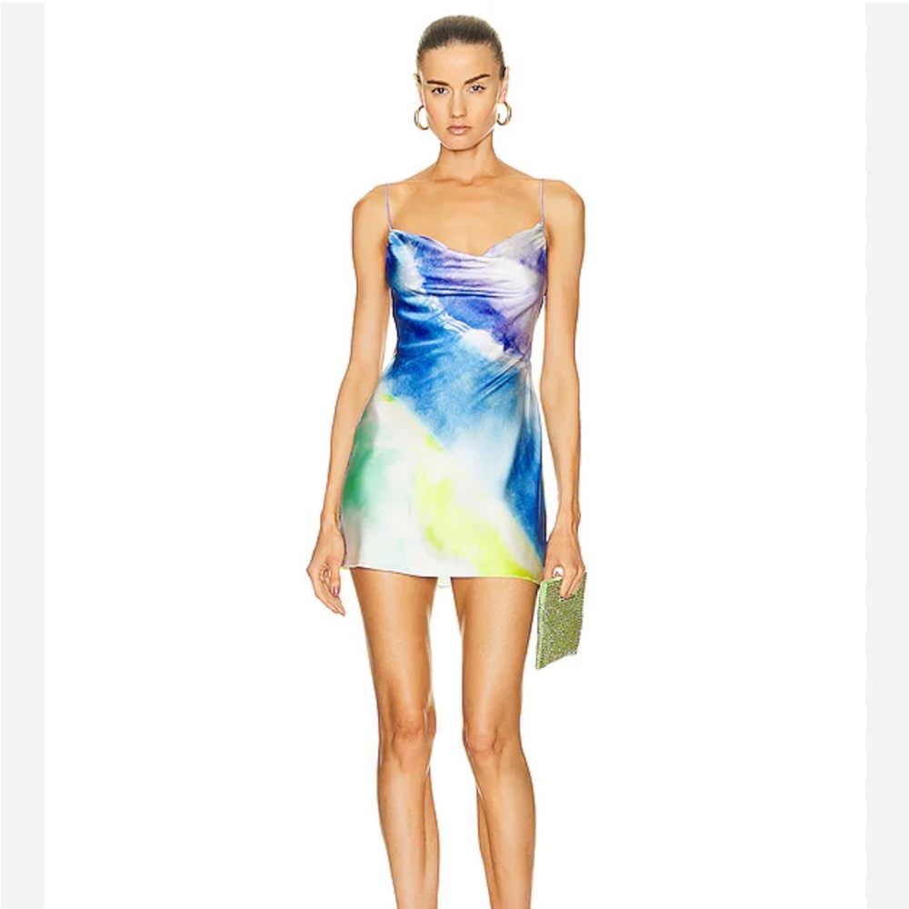 Retrofete Blue and Green Mini Dress
